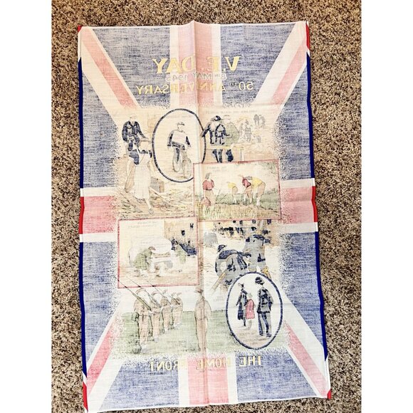 V.E. Day 50th Anniversary 8th May 1945 Commemorative Linen The Home Front Print - Picture 8 of 10